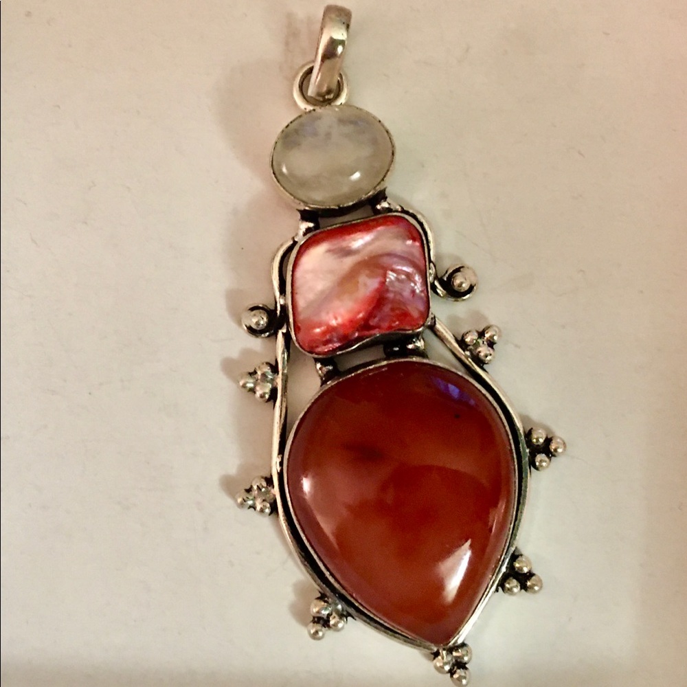 NWT Sterling Silver Moonstone & Pearl Pendant
